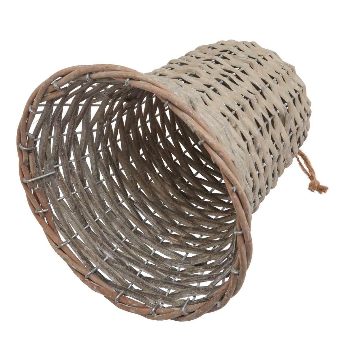 Inside view of the large wicker bell showing the open weave