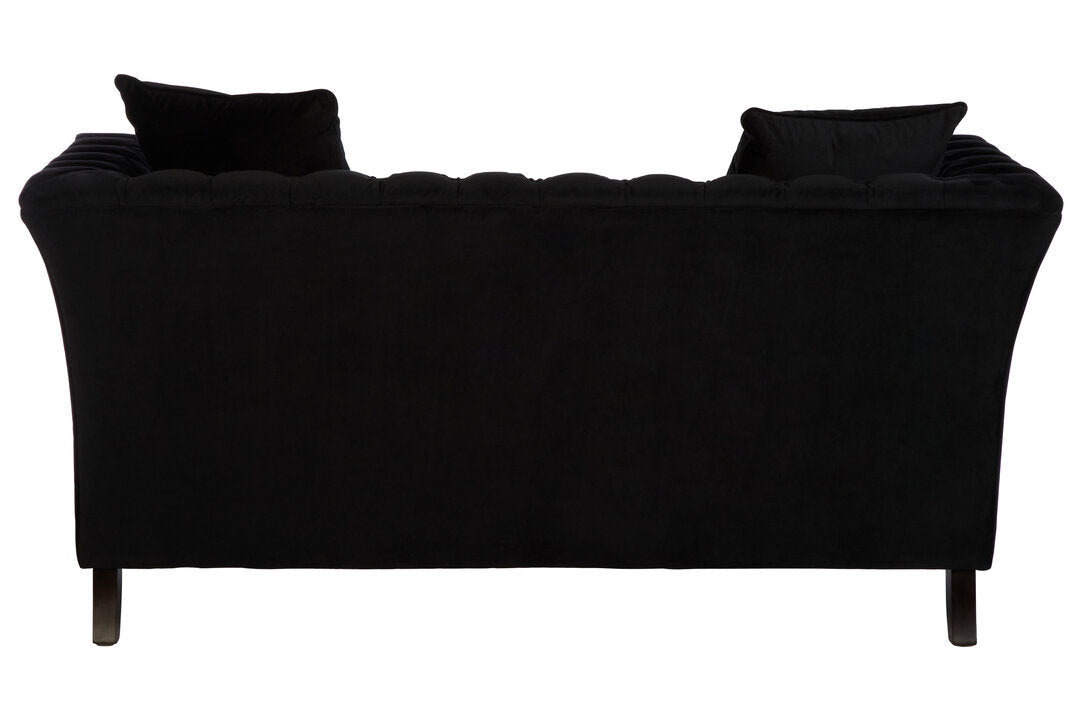 Lucinda Two Seater Onyx Black Velvet Sofa