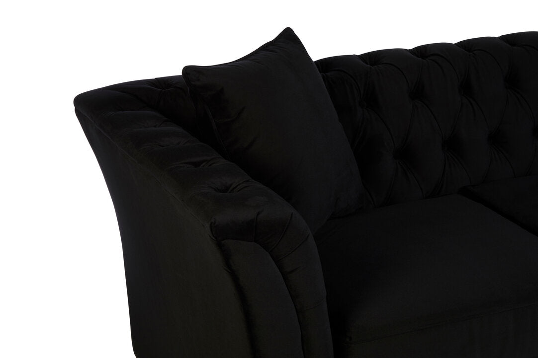 Lucinda Two Seater Onyx Black Velvet Sofa