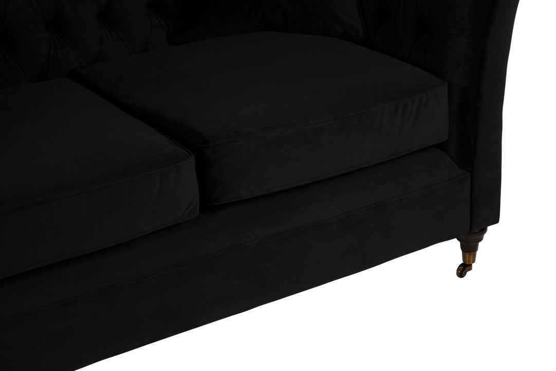 Lucinda Two Seater Onyx Black Velvet Sofa