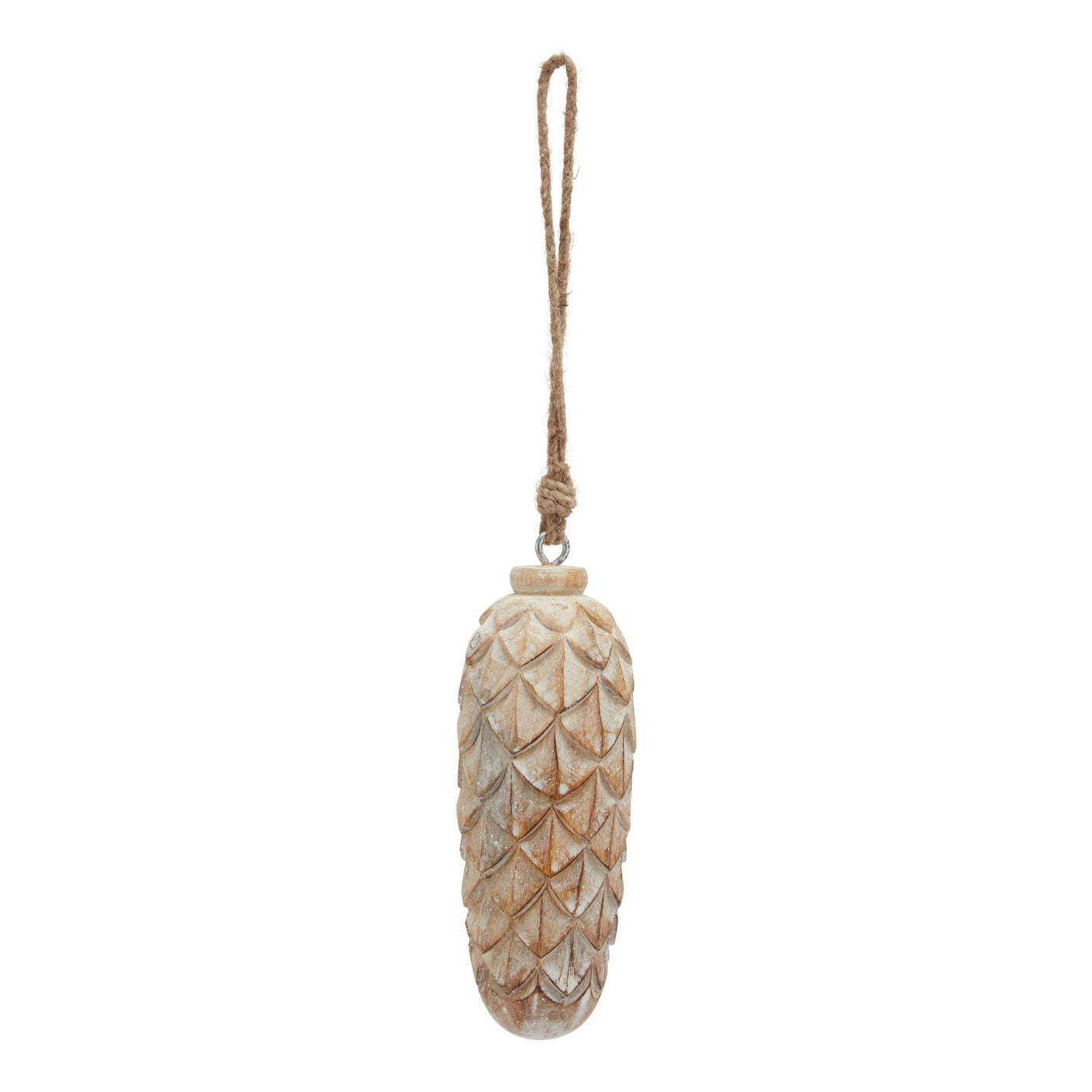 Antique White Wash Pine Cone Bauble