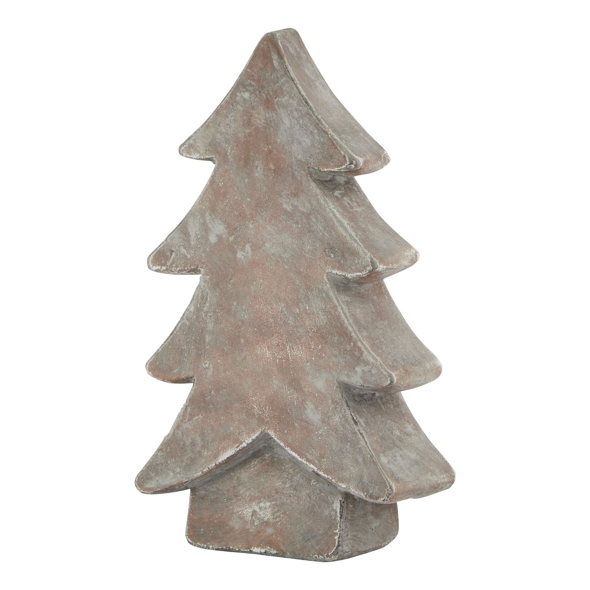 Medium Siena Brown Christmas Tree, a ceramic fir tree in a weathered stone-effect finish