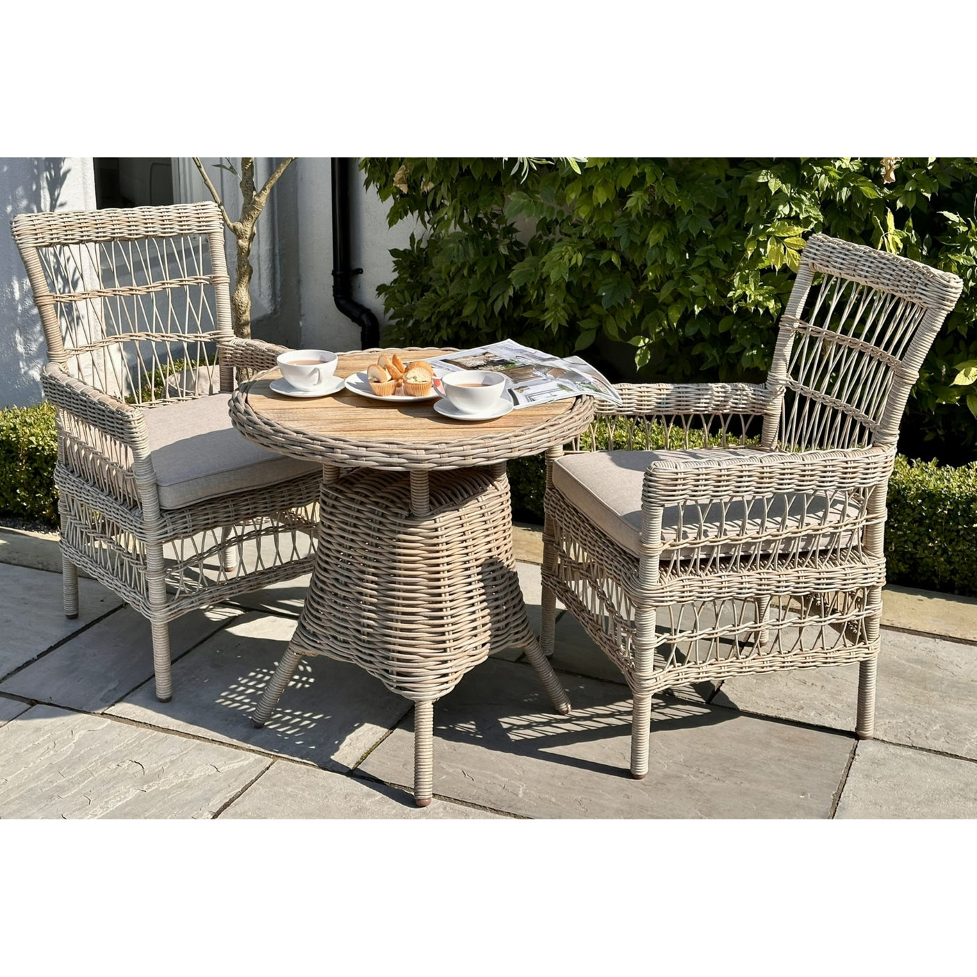 Amalfi Outdoor Bistro Table With Wood Top