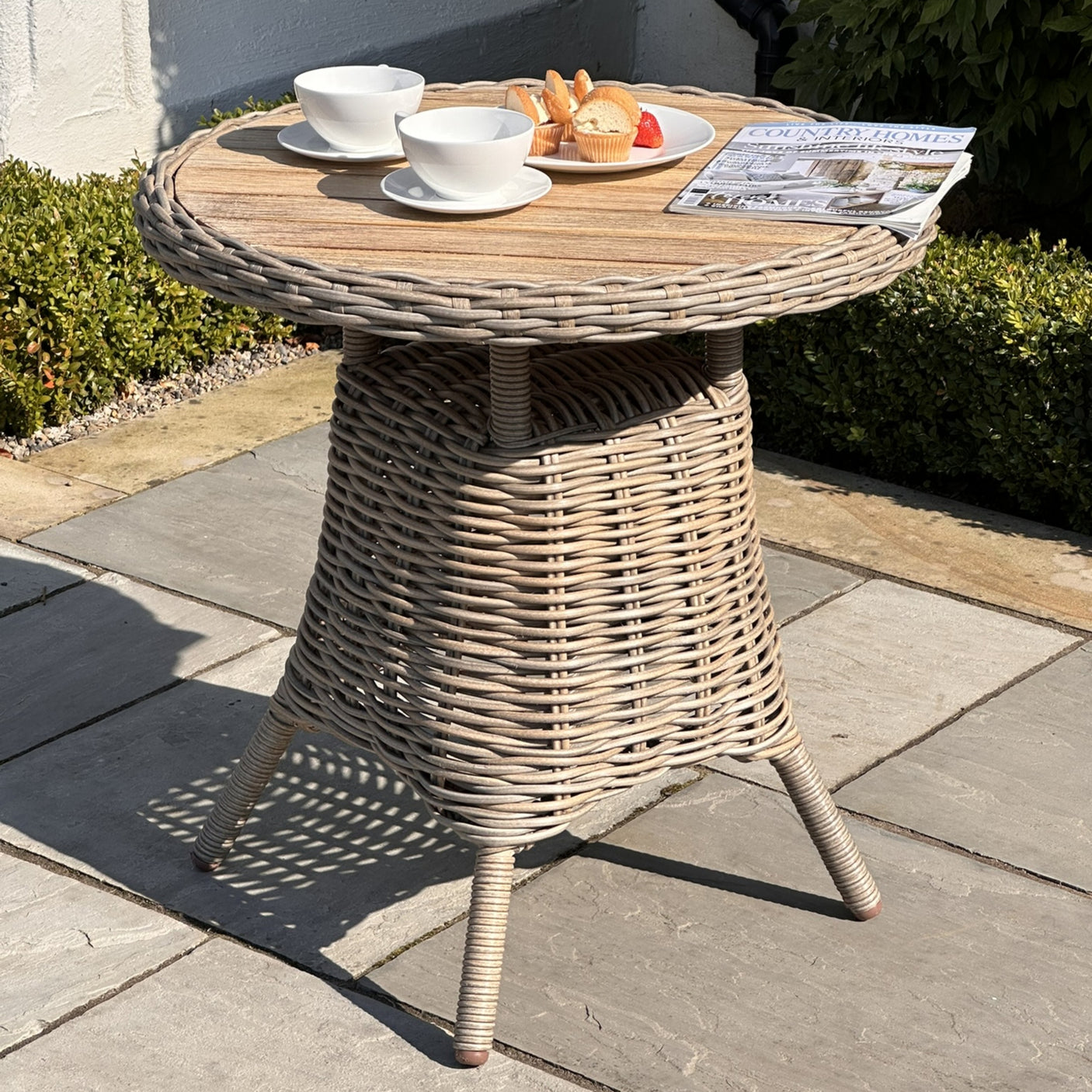Amalfi Outdoor Bistro Table With Wood Top
