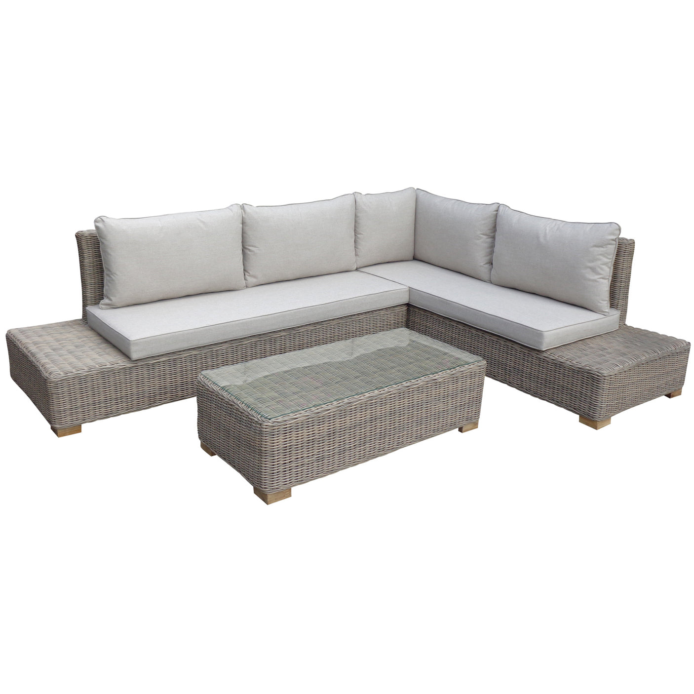 Capri outdoor large corner and coffee table set against a white background