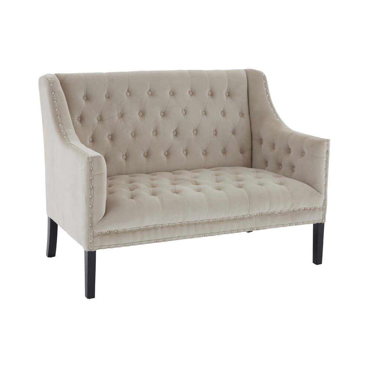 Belgravia Beige Velvet Two Seater Sofa