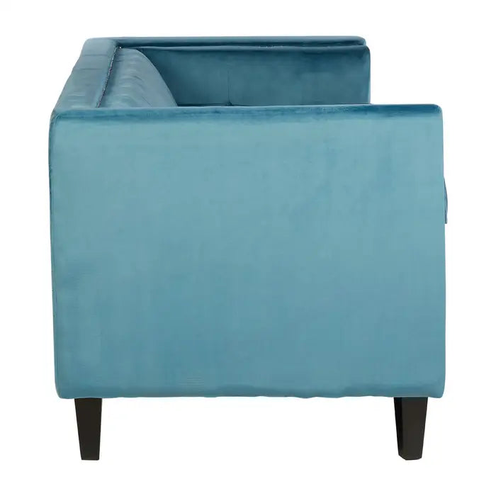 Calisa Three Seater Blue Velvet Sofa
