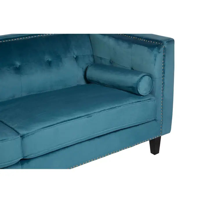 Calisa Three Seater Blue Velvet Sofa