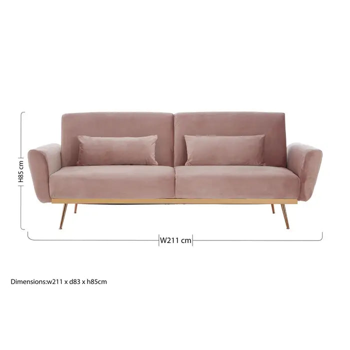 Broadway Pink Velvet Sofa Bed