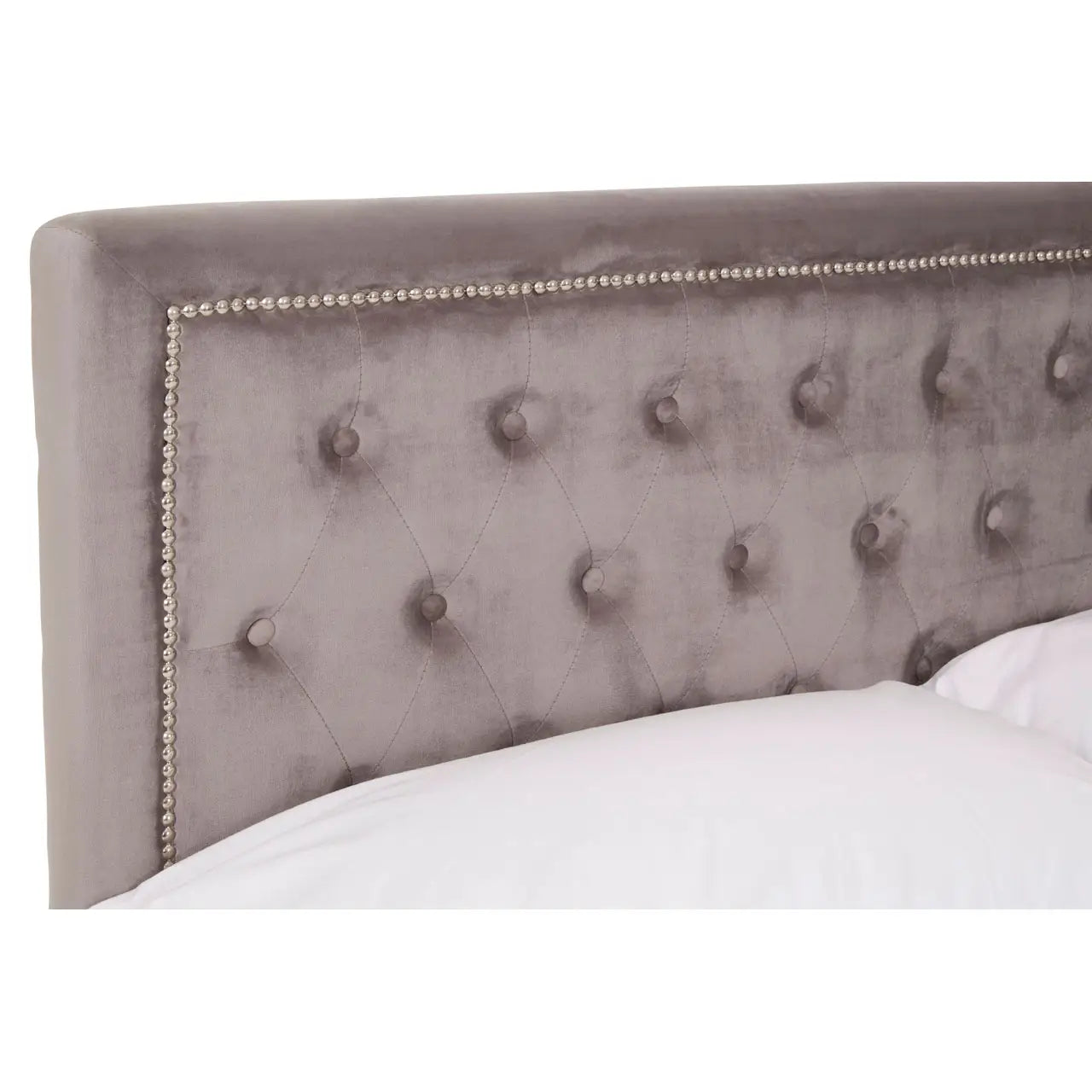 Helena Grey Velvet Ottoman Bed