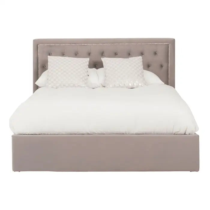 Helena Grey Velvet Ottoman Bed
