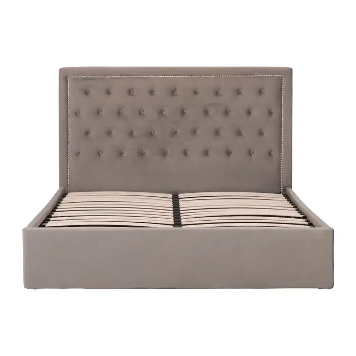 Helena Grey Velvet Ottoman Bed