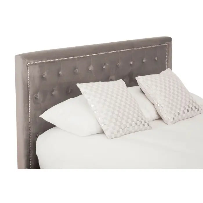 Helena Grey Velvet Ottoman Bed