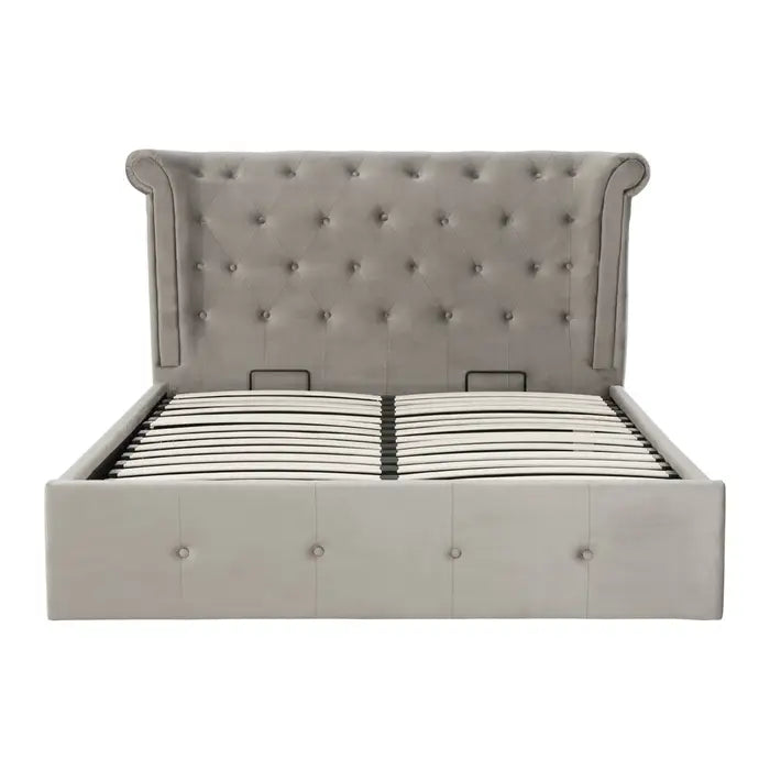 Emilia Grey Brushed Velvet Ottoman Bed