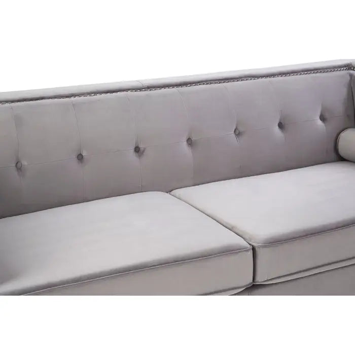 Calisa Three Seater Grey Velvet Sofa