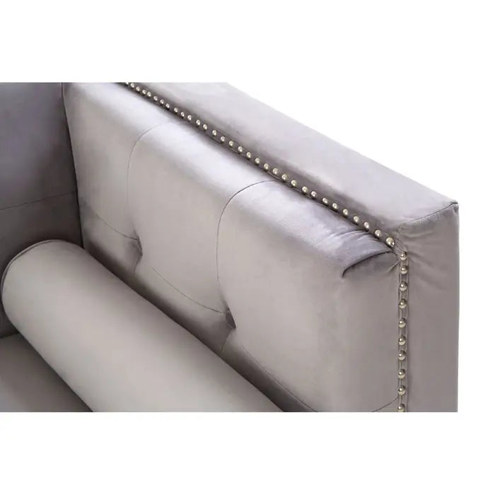 Calisa Three Seater Grey Velvet Sofa