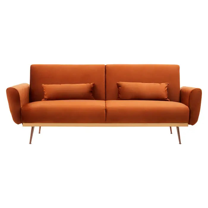 Broadway Orange Velvet Sofa Bed