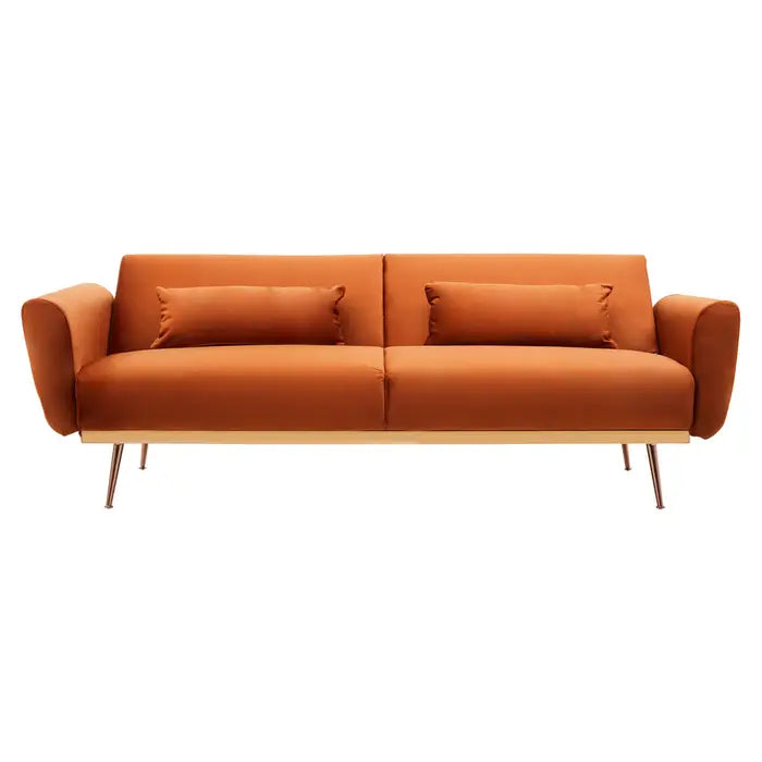 Broadway Orange Velvet Sofa Bed