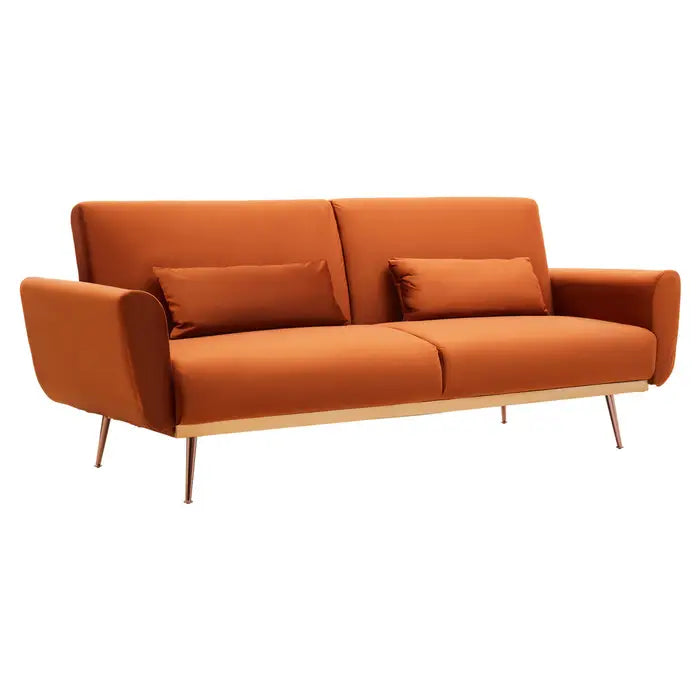 Broadway Orange Velvet Sofa Bed