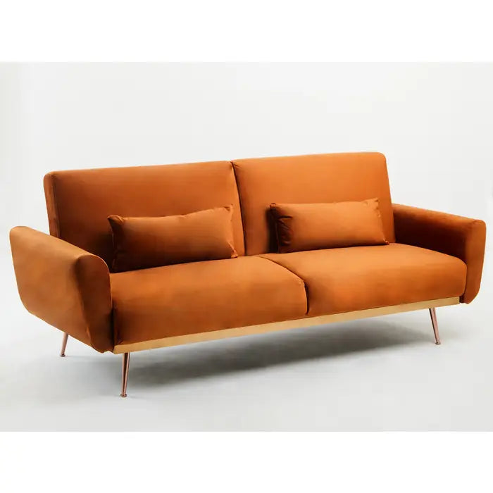 Broadway Orange Velvet Sofa Bed