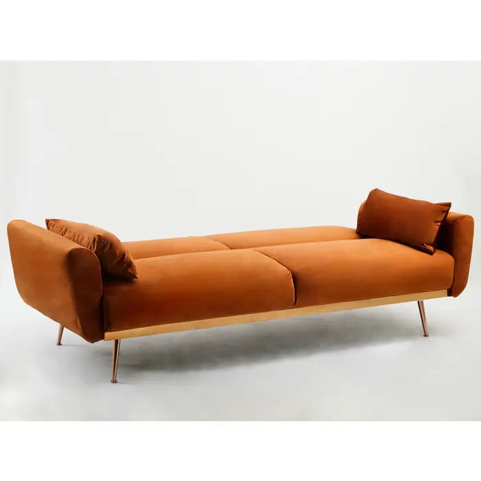 Broadway Orange Velvet Sofa Bed