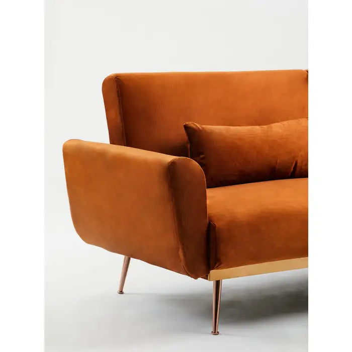 Broadway Orange Velvet Sofa Bed