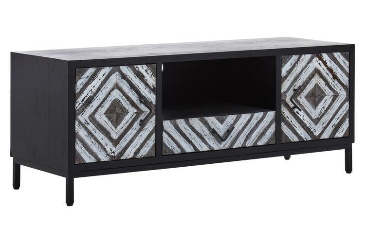 Nusa Rustic Chevron and Black Frame Media Unit