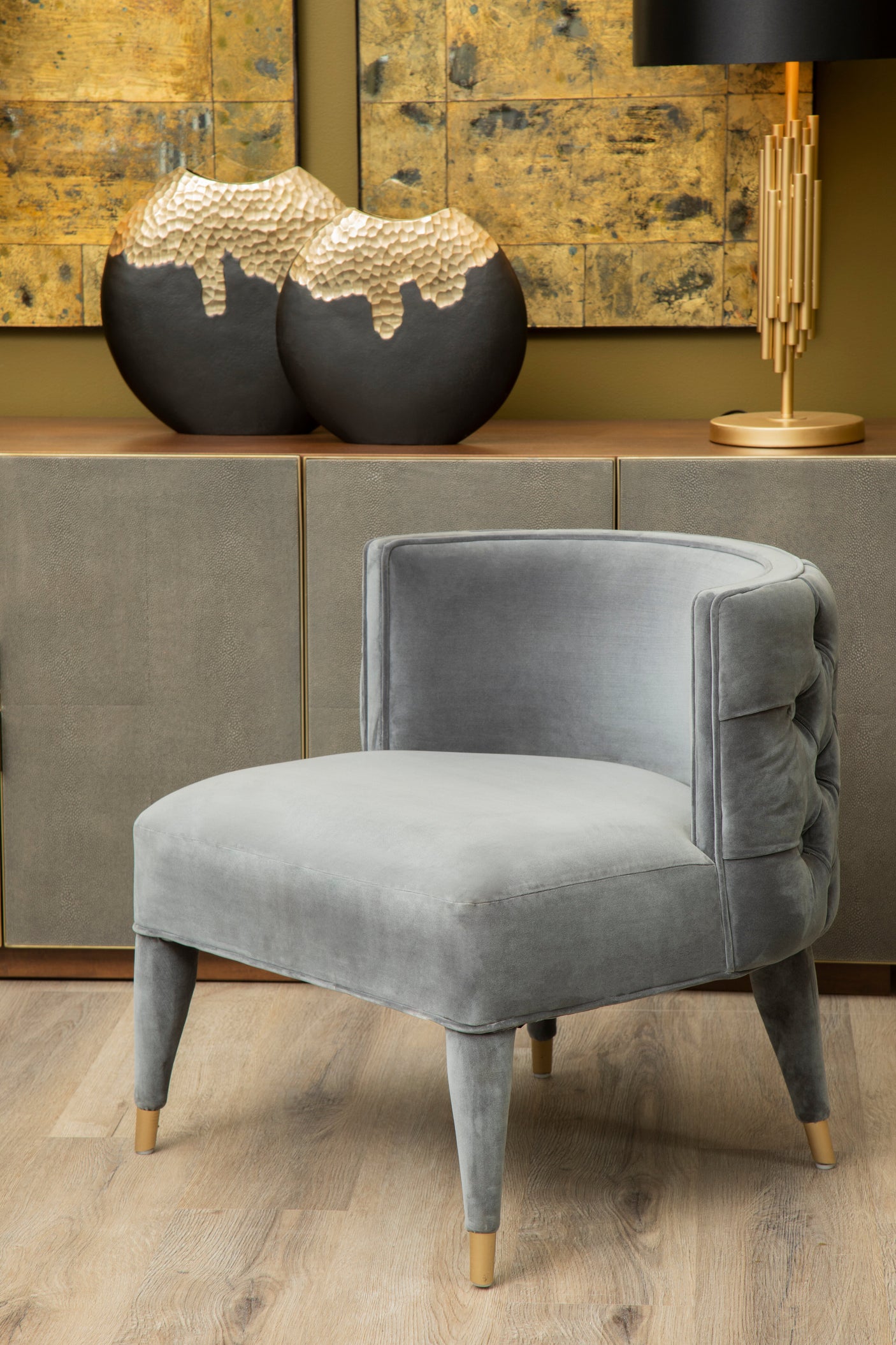 Aurum Black and Gold Round Vase