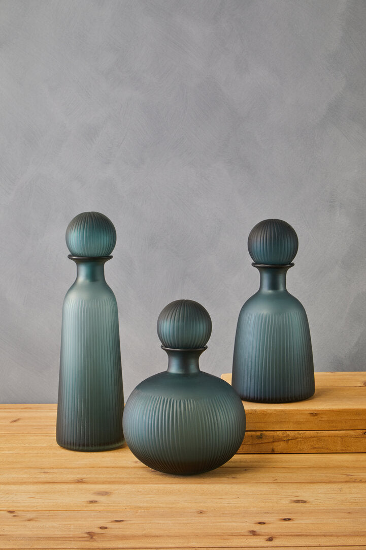 Noora Blue Glass Bottle Vase