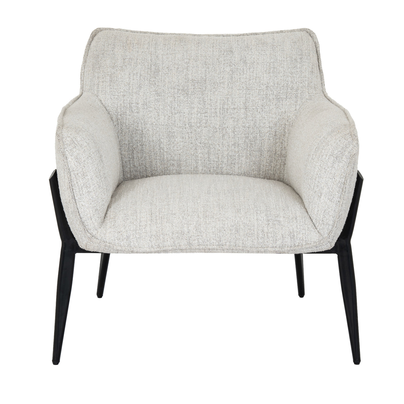 Grey armchair with black legs on a white background