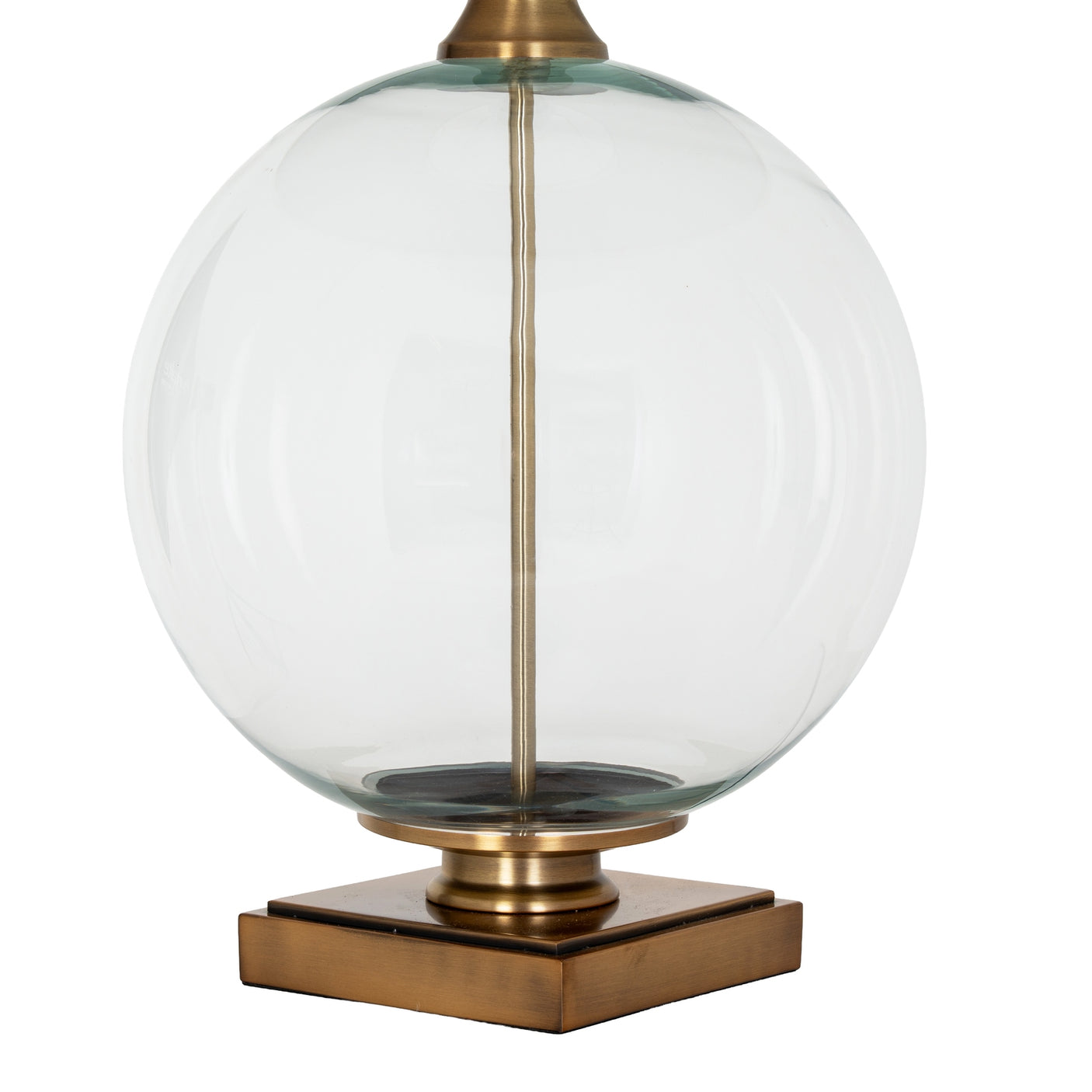 Lunel Glass Orb Table Lamp with Edged Linen Shade