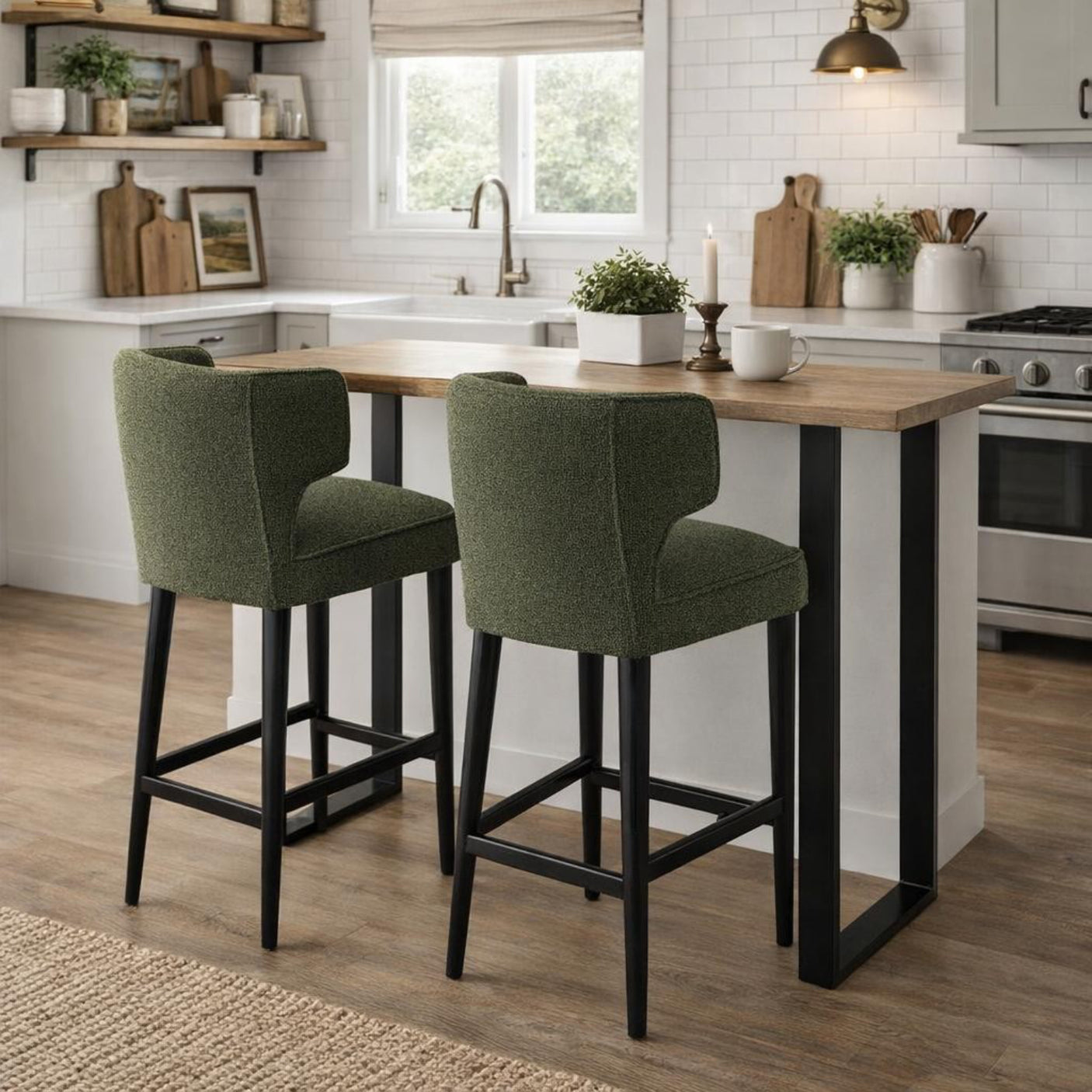 Avia Moss Green Bar Stool