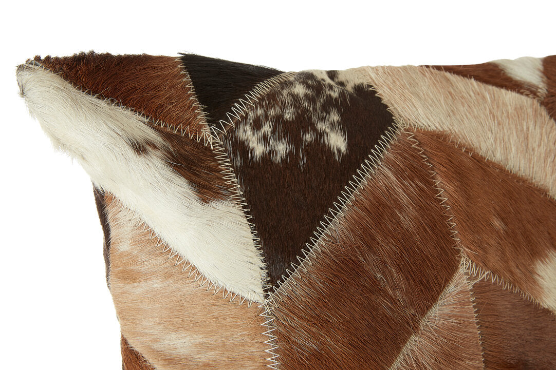 Nuvia Tierra Natural Cowhide Leather Patchwork Cushion