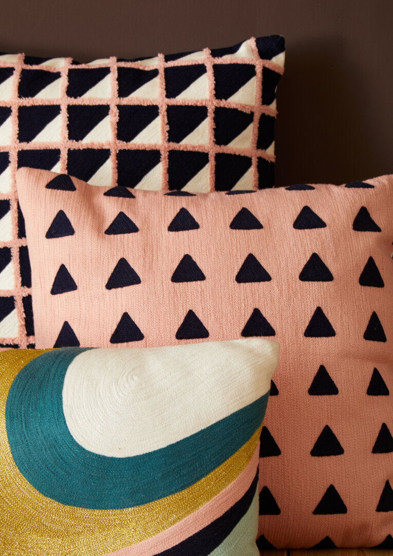 Nuvia Elora Curved Stripes Embroidered Cushion