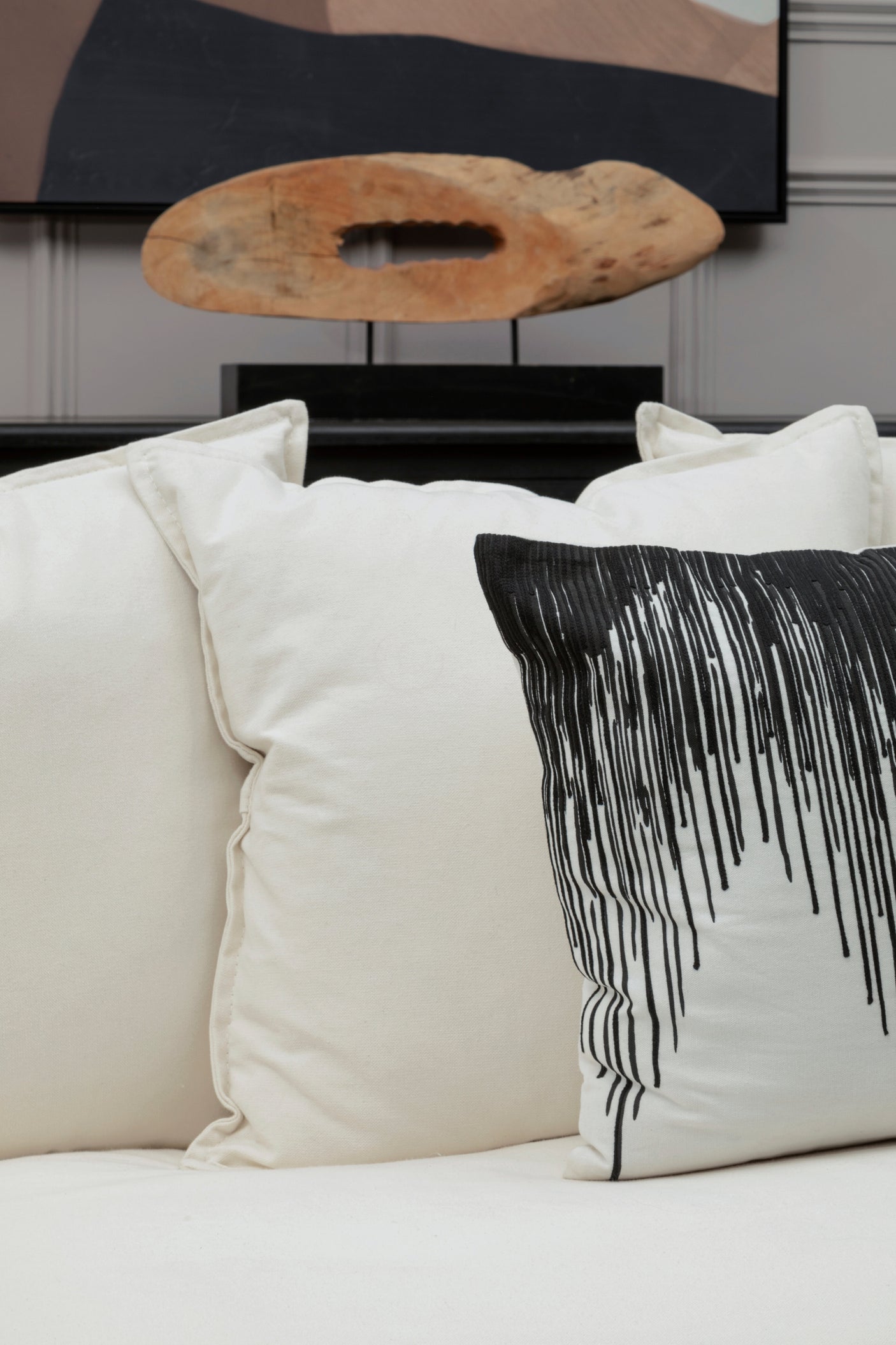 Nuvia Elora Black and White Embroidered Cushion