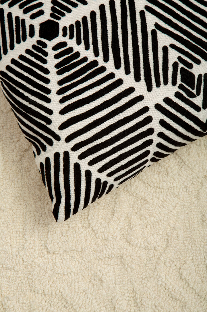 Nuvia Elora Black And White Square Embroidered Cushion