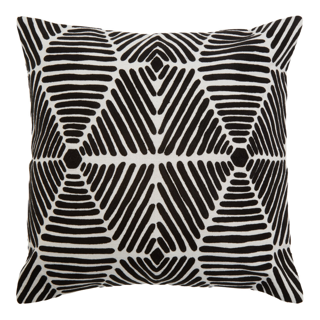 Nuvia Elora Black And White Square Embroidered Cushion