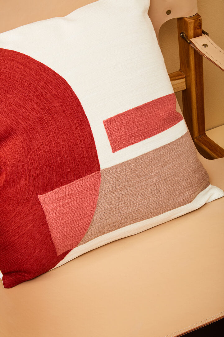 Nuvia Elora Red And White Tonal Cushion