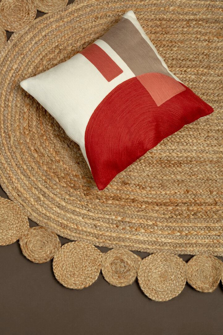 Nuvia Elora Red And White Tonal Cushion