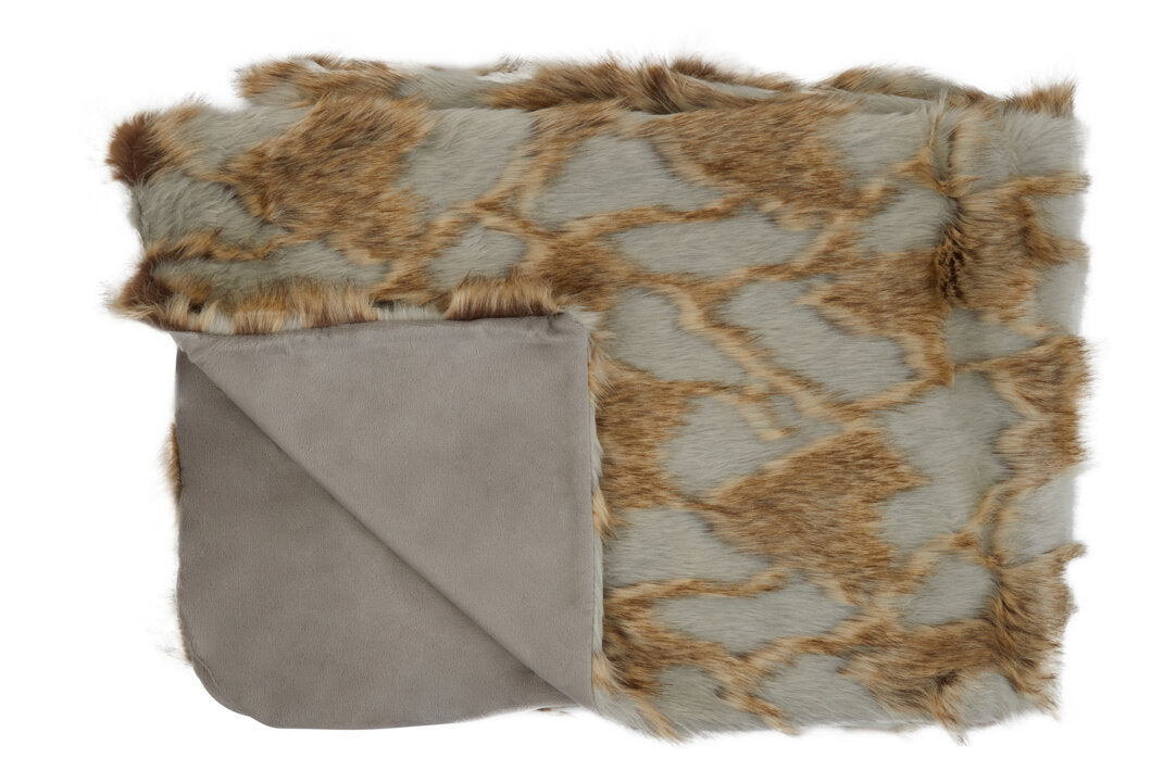 Nuvia Velura Grey And Natural Fur Throw