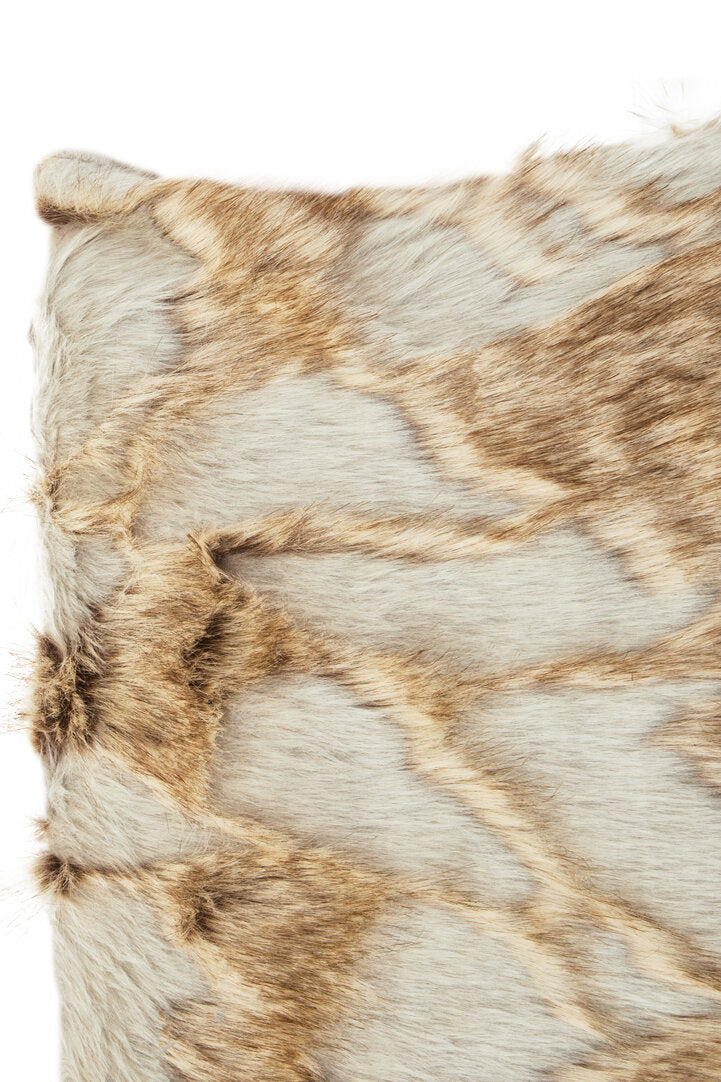 Nuvia Velura Grey And Natural Square Fur Cushion