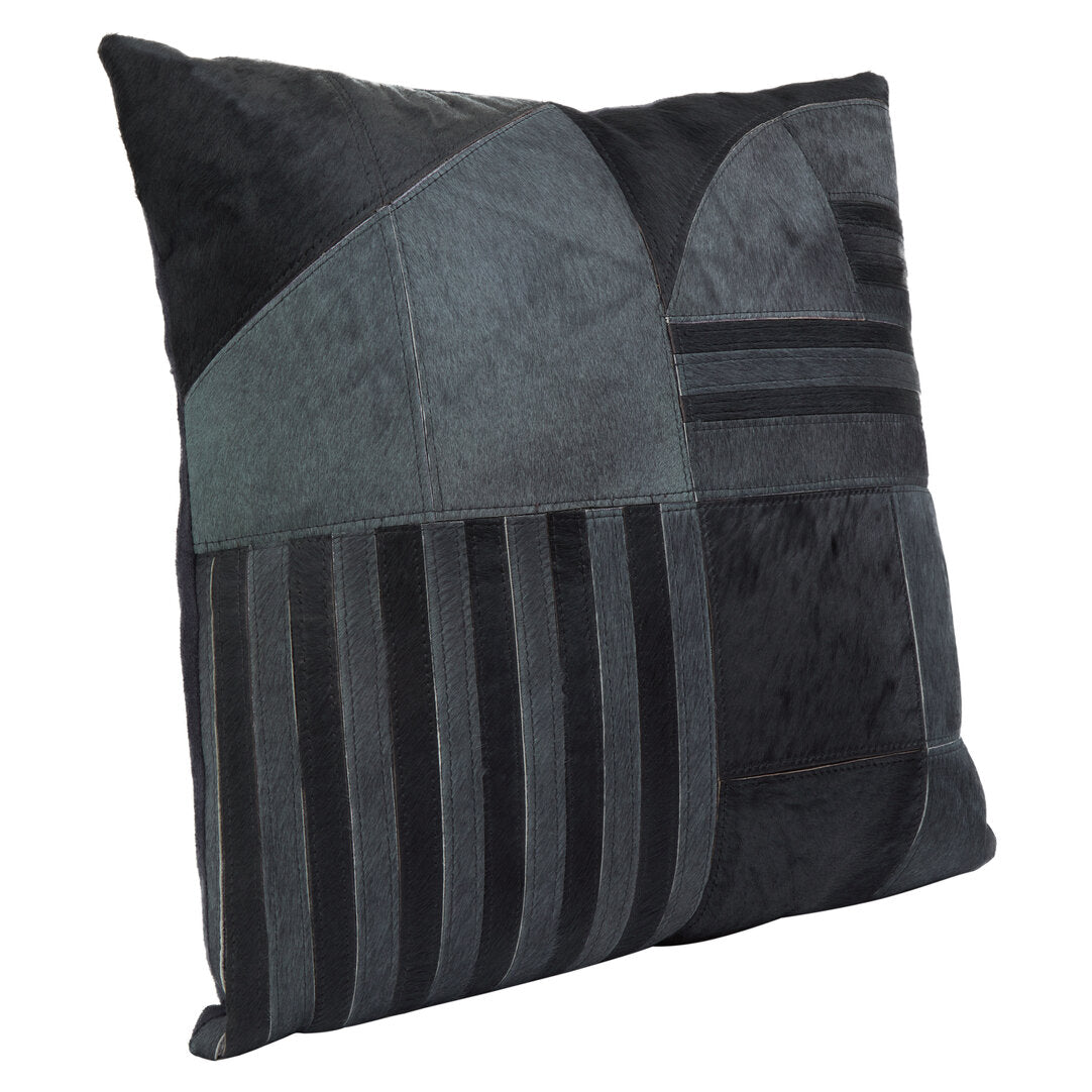 Nuvia Tierra Black And Grey Hair on Leather Cushion