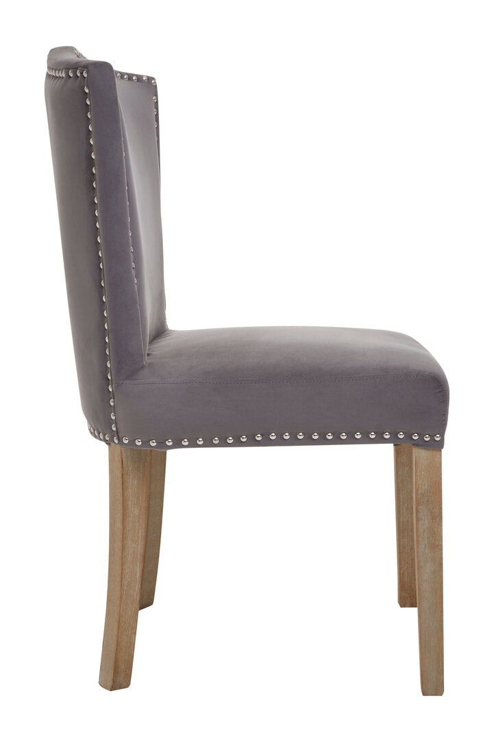 Westbury House Grey Velvet Dining Chair With Antique Legs