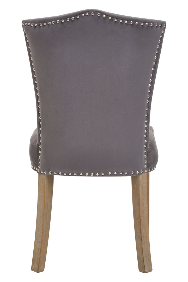 Westbury House Grey Velvet Dining Chair With Antique Legs