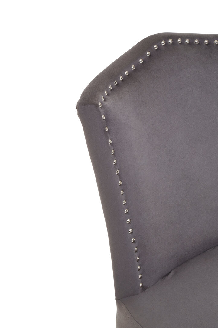 Westbury House Grey Velvet Dining Chair With Antique Legs