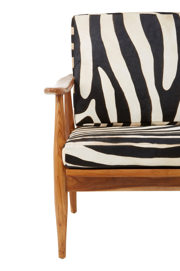 Jakarta Leather Zebra Pattern & Teak Chair