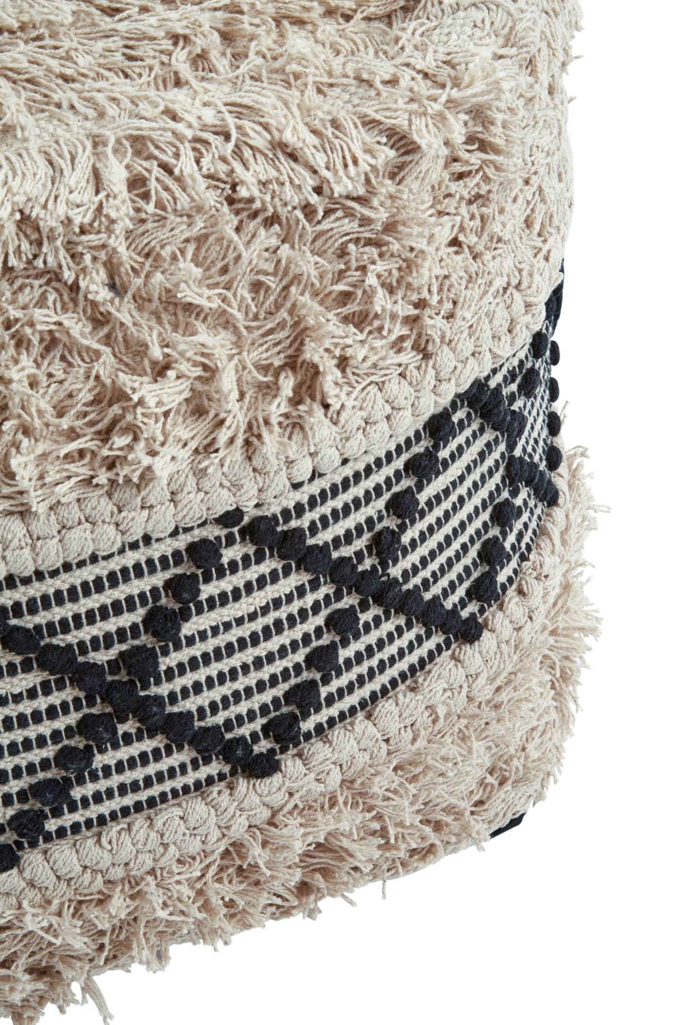 Taza Black & White Shaggy Pouffe