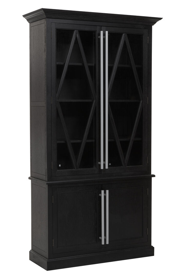 Arden Black Oak Tall Wooden Display Cabinet