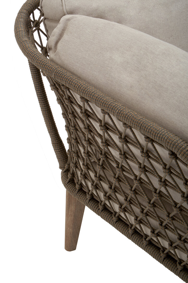 Kora 3 Seater Woven Rope Bronze & Charcoal Sofa