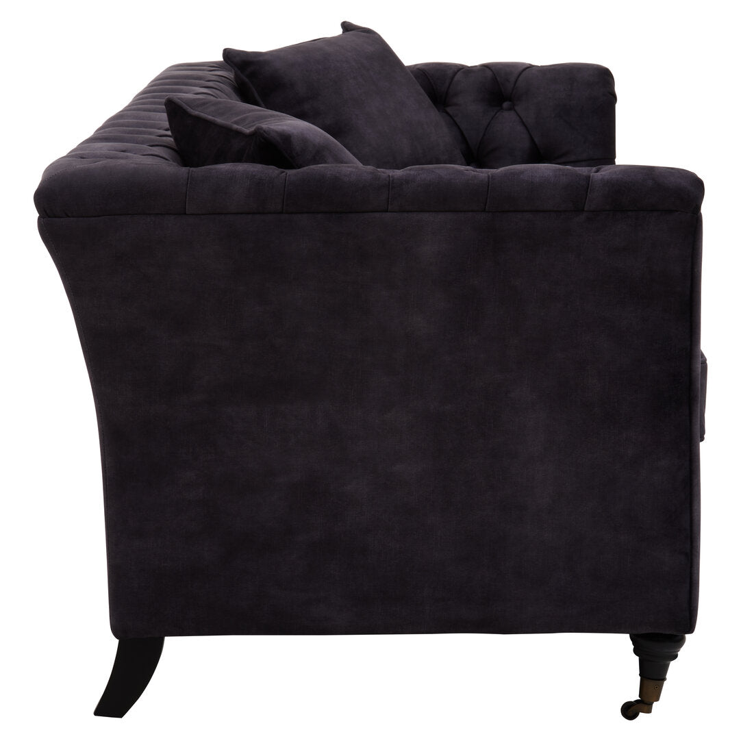 Lucinda Three Seater Grey Velvet Sofa